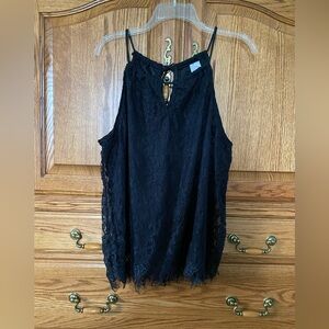 No Boundaries Black Lace Keyhole Blouse xxl lined